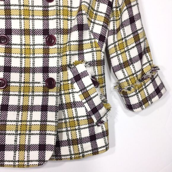 Y2K NWOT PENDLETON‎ WOOL DOUBLE BREASTED YELLOW PLAID FRINGE ACADEMIA BLAZER 2P - Picture 6 of 12